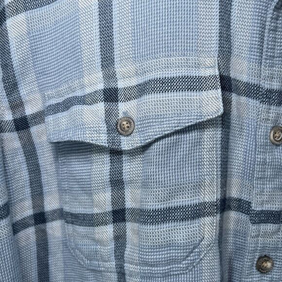 Eddie Bauer Classic Fit Button Up Flannel Shirt Mens Size Large Blue Plaid LS - Picture 7 of 13